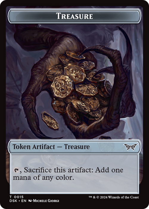 Treasure // Manifest Double-Sided Token [Duskmourn: House of Horror Tokens]