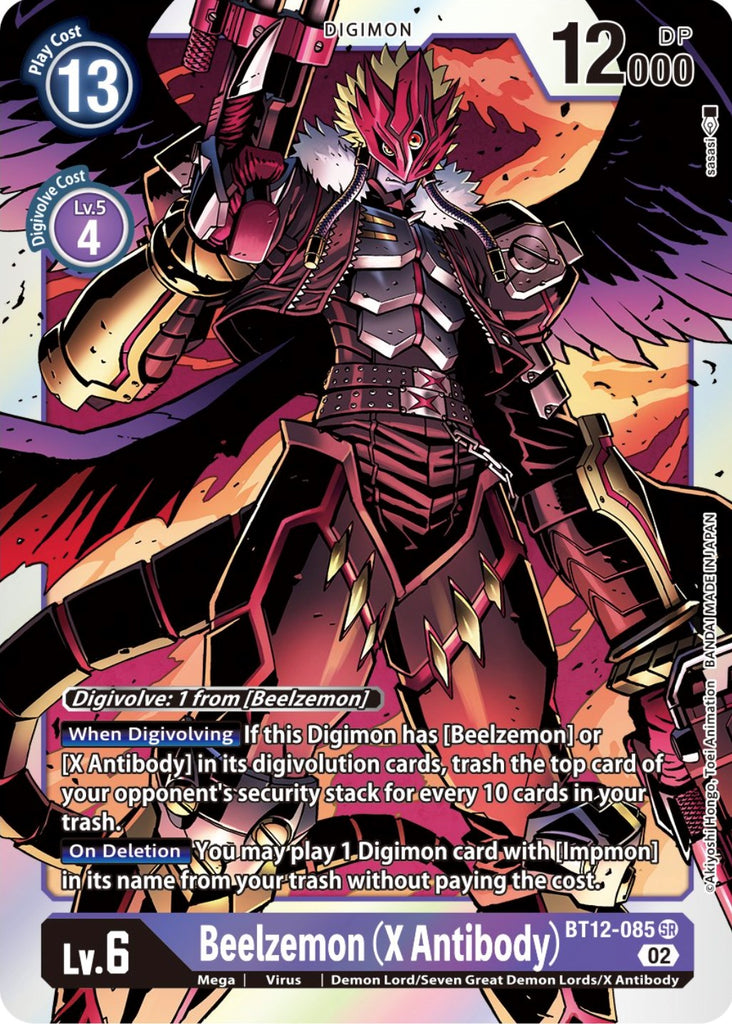 digimon beelzemon card (X Antibody) [BT12-085] [Across Time] — Legendary Collectables Revolving around Beelzemon Surging Sparks Booster Box four Character:Pikachu SGM-027