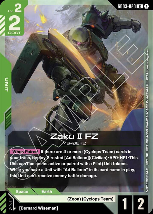 Zaku II FZ (GD03-020 Release Event) - Gundam Promotional Cards (GCG-PR)