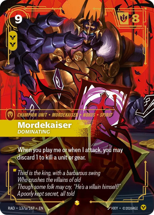 Mordekaiser, Dominating (Alternate Art) - Radiance (RAD) (137a/167)