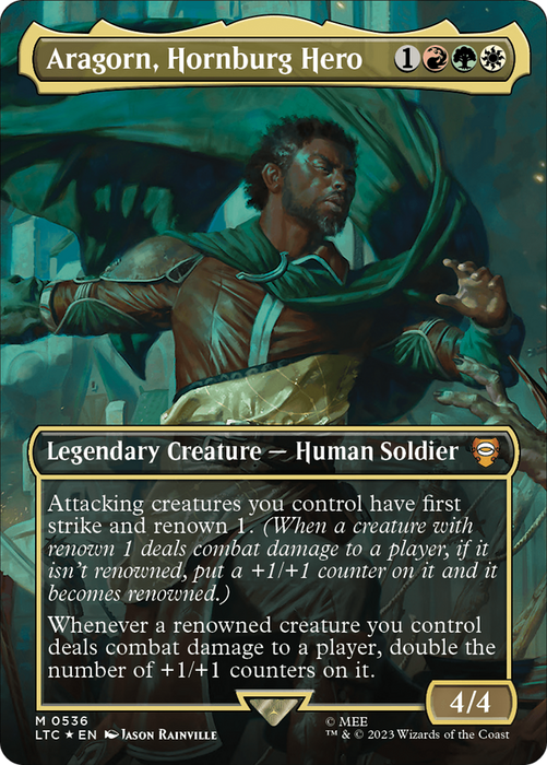 Aragorn, Hornburg Hero (Borderless) (Surge Foil) [The Lord of the Rings: Tales of Middle-Earth Commander]