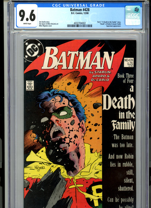 CGC 9.6 Batman #428 Death of Robin II (Jason Todd)