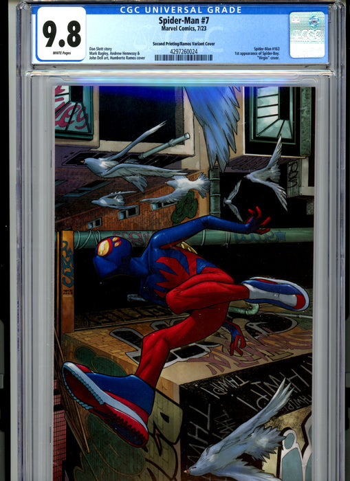 CGC 9.8 Spider-Man #7 Second Printing Spoiler Virgin Variant 1st app Spider-Boy