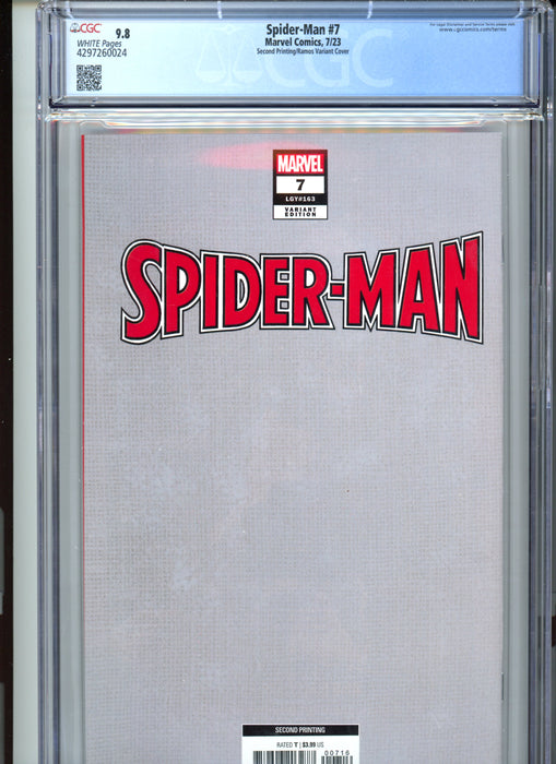 CGC 9.8 Spider-Man #7 Second Printing Spoiler Virgin Variant 1st app Spider-Boy