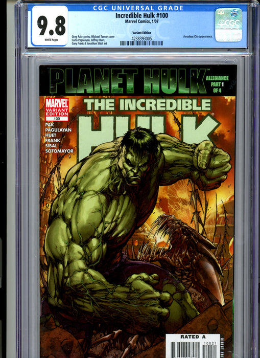 CGC 9.8 Incredible Hulk #100 Variant Amadeus Cho Appearance