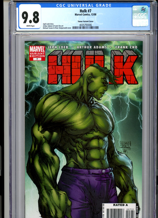 CGC 9.8 Hulk #7 Turner Variant Cover