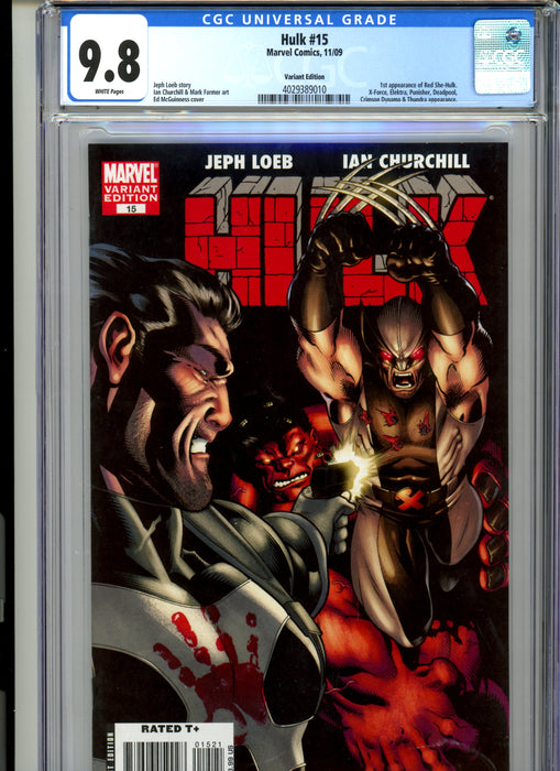 CGC 9.8  Hulk #15 Variant 1st Appearance of Red She-Hulk