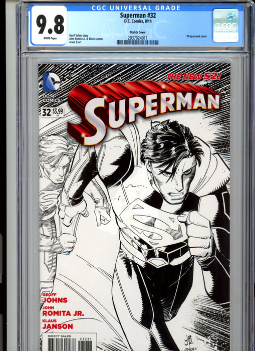 CGC 9.8 Superman #32 Romita Jr. Sketch Cover Wraparound Cover