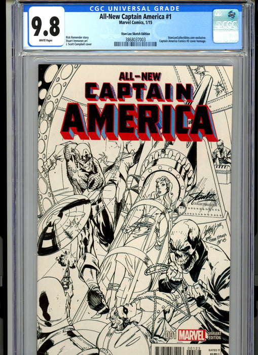 CGC 9.8 All-New Captain America #1 Stan Lee Campbell Sketch Edition