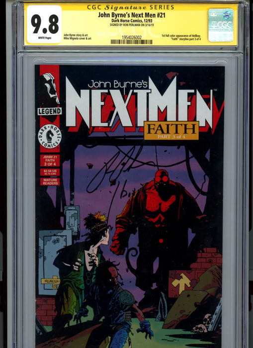 CGC 9.8 Signature Series John Byrne's Next Men #21 1st Full Color Hellboy Signed Pearlman