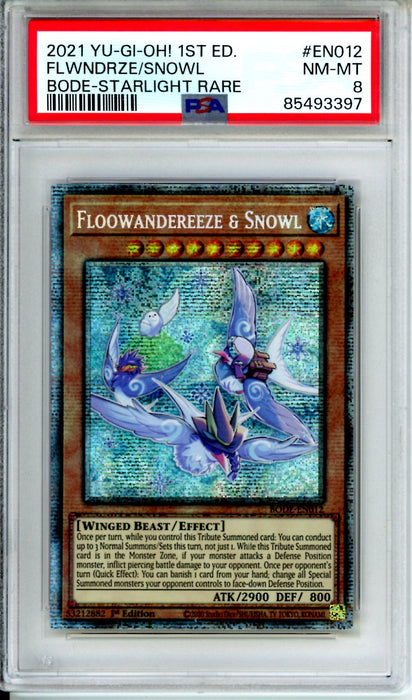 PSA 8 2021 Yugioh! 1st Ed Starlight Rare Floowandereeze & Snow EN012