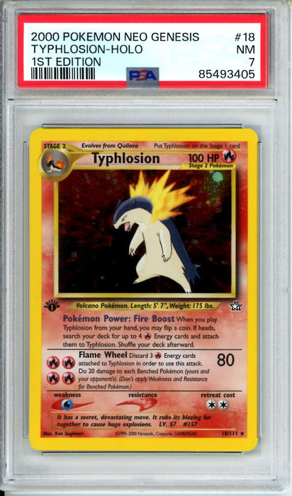 PSA 7 2000 Pokemon Neo Genesis Typhlosion Holo 1st Ed 18/111