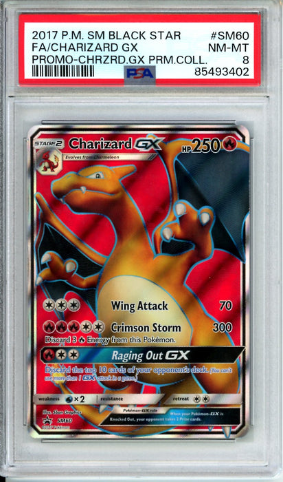 PSA 8 2017 SM Black Star Full Art Charizard GX