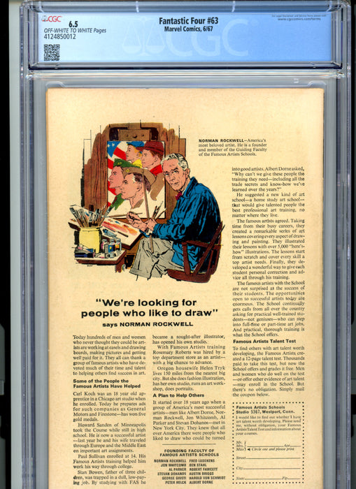 CGC 6.5 Fantastic Four #63 Sandman, Blastaar, Crystal & Triton appearance