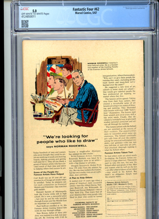 CGC 5.0 Fantastic Four #62 1st Appearance of Blastaar. Inhuman & Sandman Appearance