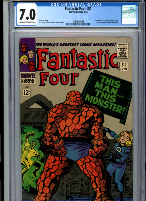 CGC 7.0 Fantastic Four #51 1st app of Negative Zone. 2nd app Wyatt Wingfoot