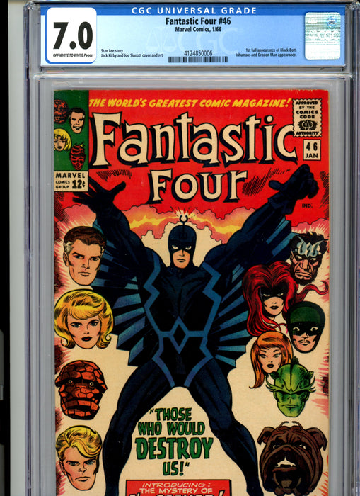 CGC 7.0 Fantastic Four #46 1st Full Black Bolt. Inhumans & Dragon Man App