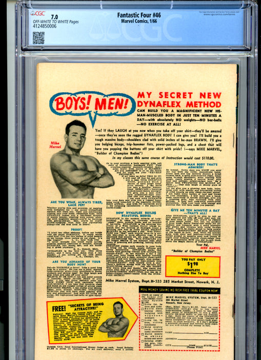 CGC 7.0 Fantastic Four #46 1st Full Black Bolt. Inhumans & Dragon Man App