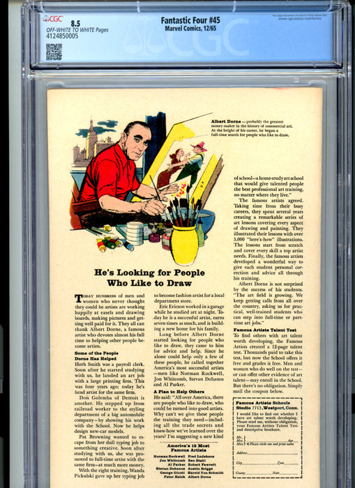 CGC 8.5 Fantastic Four #45 1st app of Lockjaw & the Inhumans.