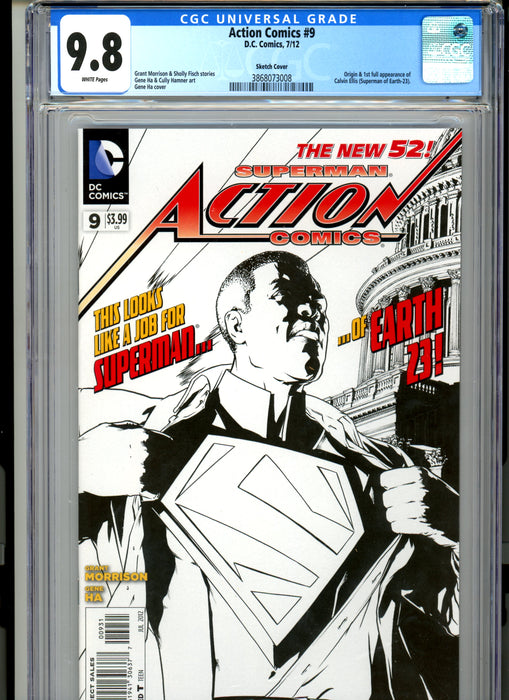 CGC 9.8 Action Comics #9 Retail Sketch Variant Origin & 1st Full Appearance of Calvin Ellis