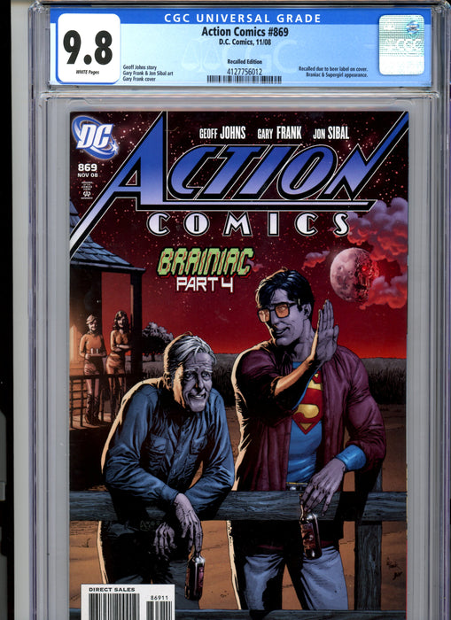 CGC 9.8 Action Comics #869 Recalled Beer Bottle Cover