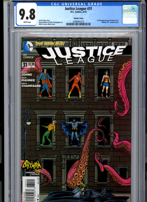 CGC 9.8 Justice League #31 Allred Variant 1st full App of Jessica Cruz