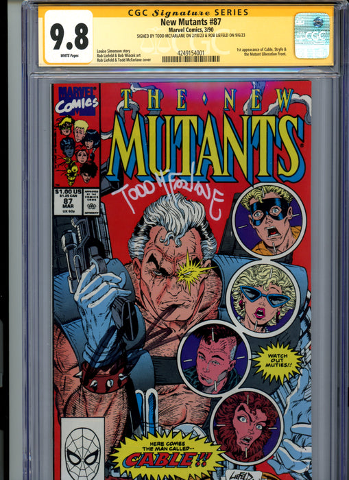 CGC 9.8 Signature Series New Mutants #87 1st Cable. Signed McFarlane & Liefeld
