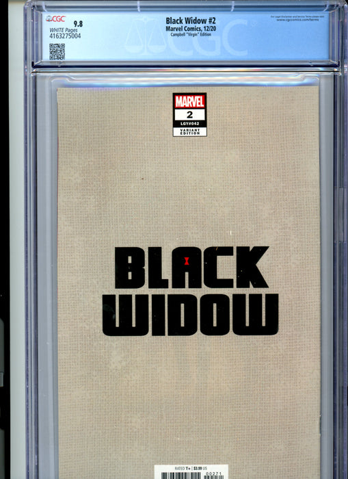 CGC 9.8 Black Widow #2 Campbell Virgin Variant
