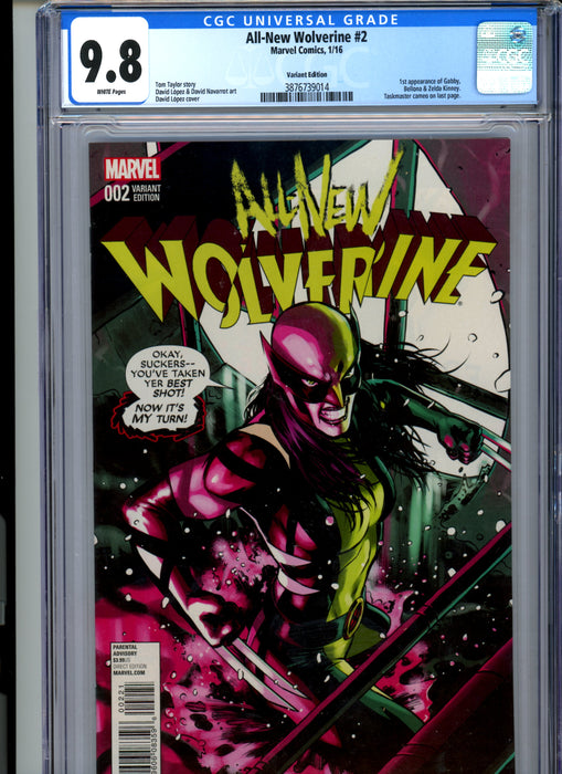 CGC 9.8 All-New Wolverine #2 Variant 1st Appearance Gabby