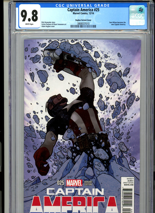 CGC 9.8 Captain America #25 Hughes Variant Cover Sam Wilson Becomes Captain America
