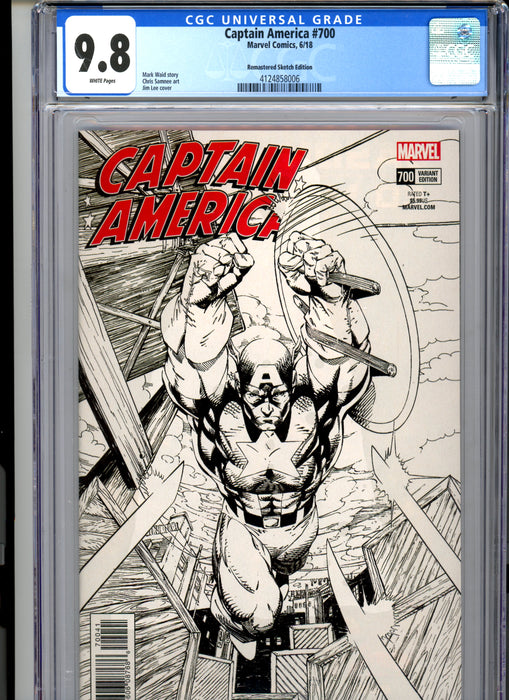 CGC 9.8 Captain America #700 Jim Lee Remastered Sketch Edition