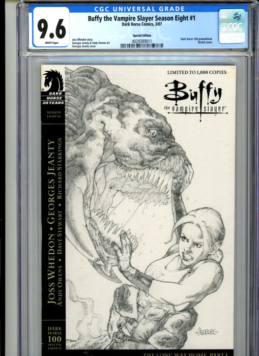 CGC 9.6 Buffy the Vampire Slayer Season Eight #1 Special Edition Sketch Cover