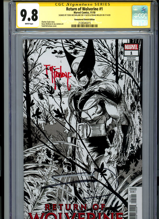 CGC 9.8 Signature Series Return of Wolverine #1 Remastered Sketch Signed by Miller & McFarlane