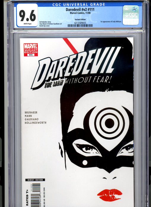 CGC 9.6 Daredevil #v2 #111 Variant 1st app Lady Bullseye