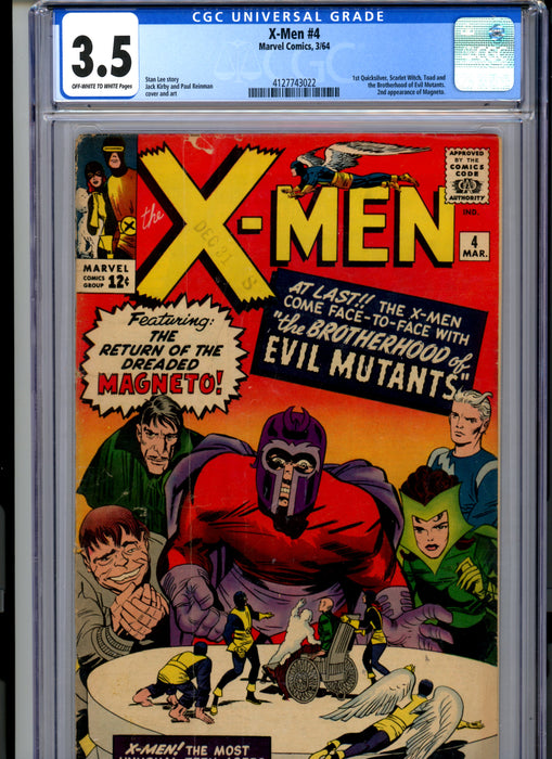 CGC 3.5 X-Men #4 1st Quicksliver Scarlet Witch, Toad, 2nd app Magneto
