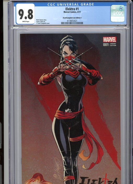 CGC 9.8 Elektra #1 Campbell Exclusive Variant