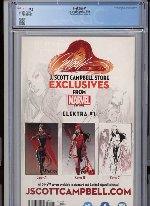 CGC 9.8 Elektra #1 Campbell Exclusive Variant