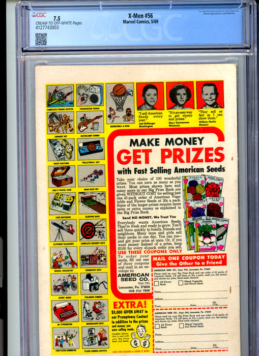 CGC 7.5 X-Men #56 1st Appearance of the Living Monolith. Origin of Angel