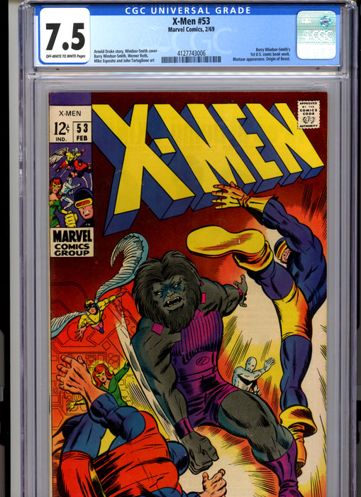 CGC 7.5 X-Men #53 Barry Windsor-Smith's 1st U.S Comic Book Work. Blastaar App.