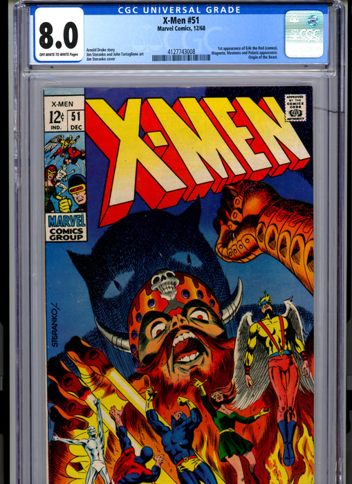 CGC 8.0 X-Men #51 1st App of Erik the Red Cameo. Magneto Appearance