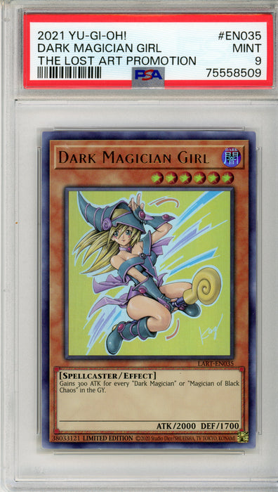 PSA 9 MINT Dark Magician Girl 2021 YUGIOH! #EN035 Lost Art Promotion