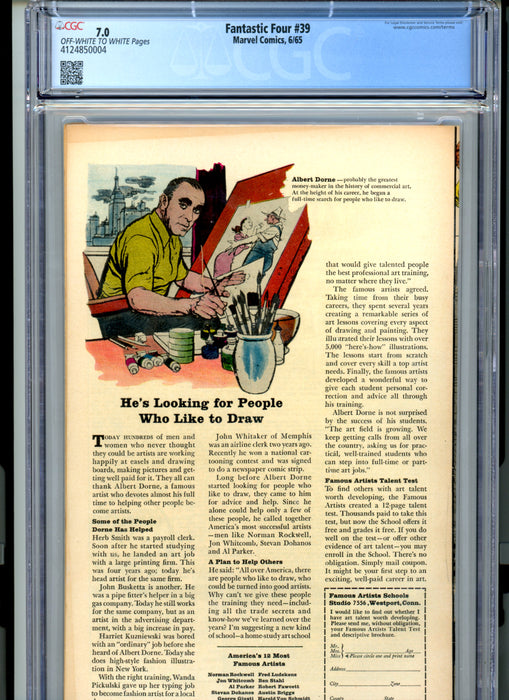 CGC 7.0 Fantastic Four #39 Daredevil & Doctor Doom Appearance