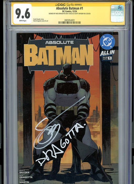 CGC Signature Series - Absolute Batman #1 - Signed Nick Dragotta & Scott Snyder