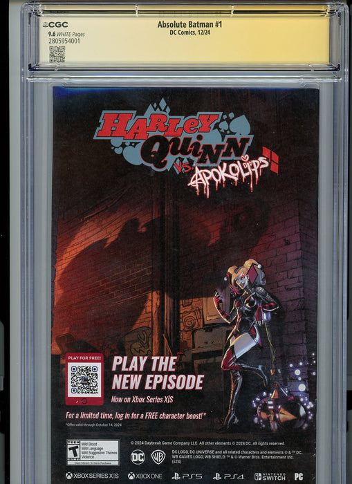 CGC Signature Series - Absolute Batman #1 - Signed Nick Dragotta & Scott Snyder