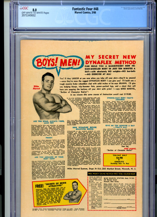 CGC 8.0 Fantastic Four #48 1st App of Silver Surfer & Galactus (Cameo).