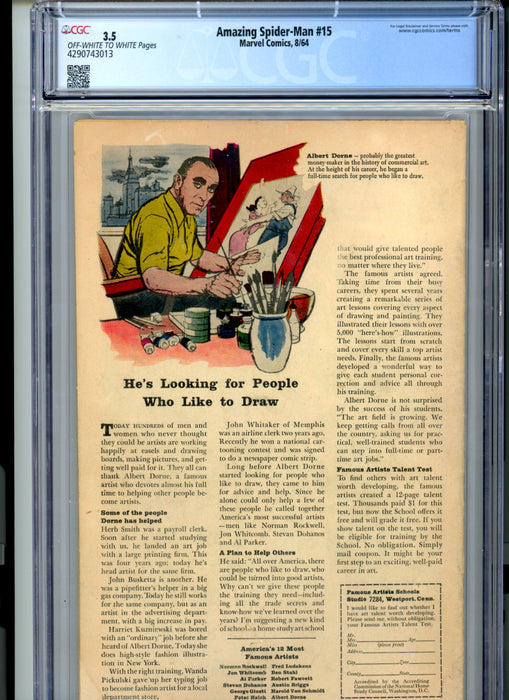 CGC 3.5 Amazing Spider-Man #15 1st Appearance Kraven the Hunter