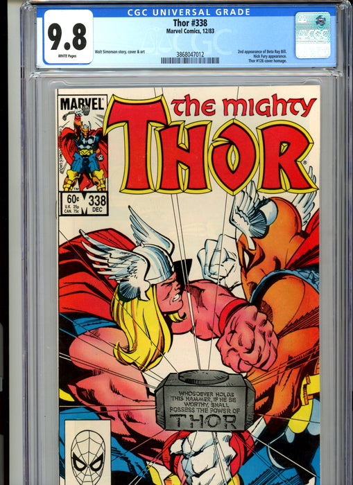 CGC 9.8 Thor #338 2nd Beta Ray Bill. Nick Fury Appearance