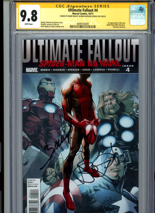 CGC 9.8 Signature Series Ultimate Fallout #4 1st app New Spider-Man (Miles Morales) Bendis Bagley Signature