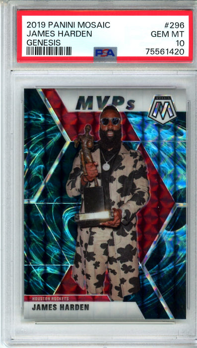 PSA 10 GEM MT James Harden 2019 Panini Mosaic #296 Genesis