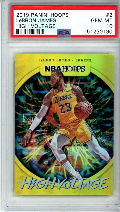 PSA 10 GEM-MT LeBron James 2019 Panini Hoops #2 High Voltage